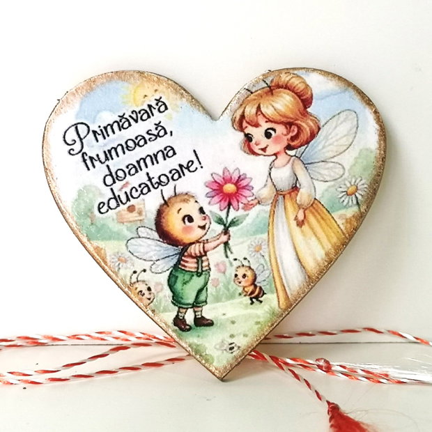 Martisor personalizat pentru educatoare, invatatoare - tema albinute