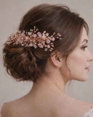 Pieptan elegant cu cristale roz-piersica