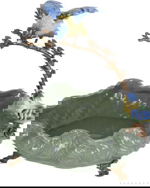 Fructiera Craquelle din portelan cu pasarele