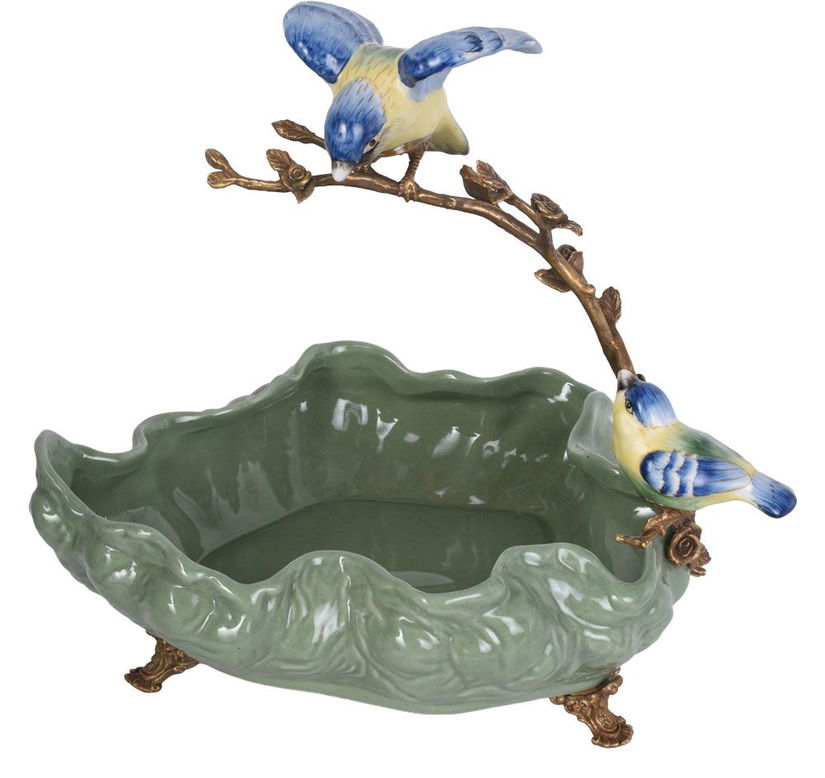 Fructiera Craquelle din portelan cu pasarele