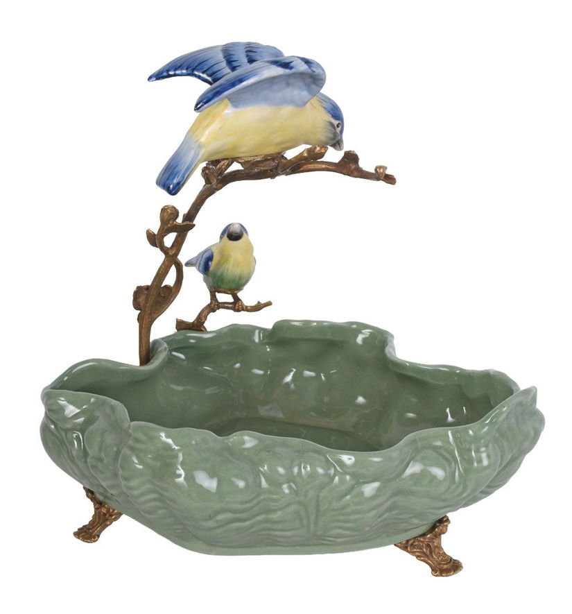 Fructiera Craquelle din portelan cu pasarele