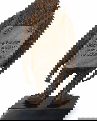 Maimuta-statueta din bronz cu soclu din marmura