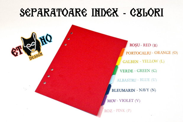 SEPARATOARE INDEX A5 - Set 8 Dividere Caiete Mecanice Ethnoloop/Leitz