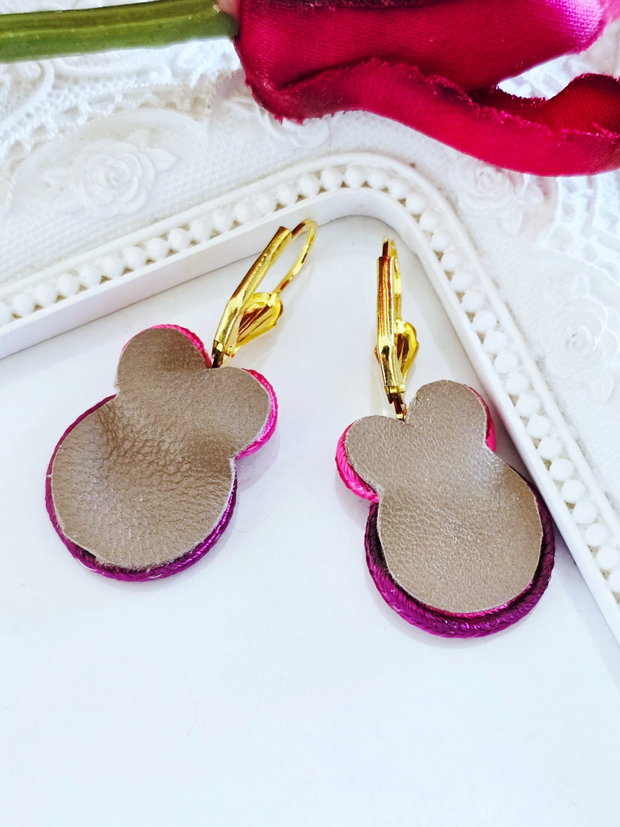 Cercei fucsia soutache cu sidef
