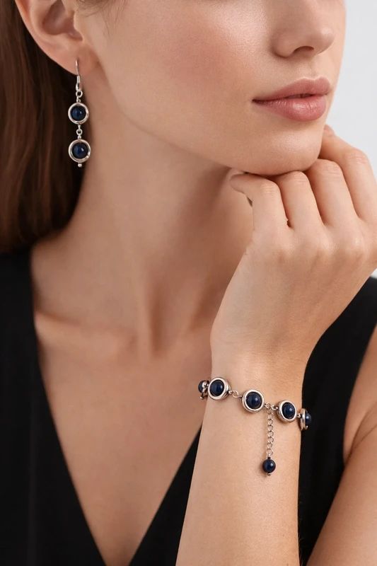 Set bratara si cercei cu lapis lazuli