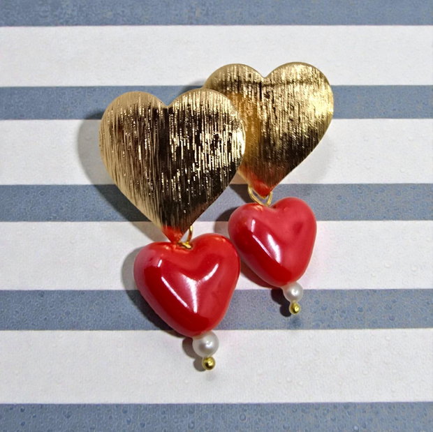 Cercei inimi din inox, cercei statement, cercei handmade