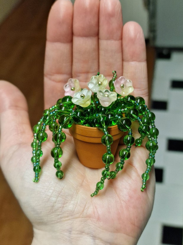 Beaded plant roz/ galben