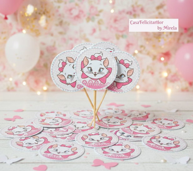 Toppere candy bar botez sau aniversare fetițe  Pisicuța Marie