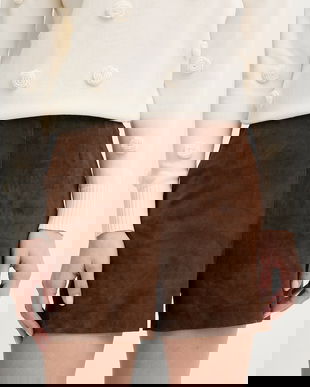 Marella pantaloni scurți din piele întoarsă SPIGA