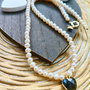 Colier perle de cultura & inima sidef natural