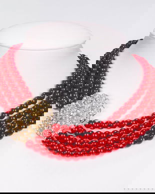 Set din Aliaj Placat cu Aur ( 210 grame ) cu Perlă de cristal și Cristal Alb Emporia 977.3 Carate ( Colier+Brățară ) Preț obișnuit719 Lei