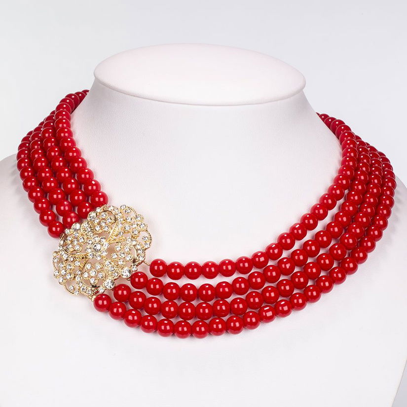 Set din Aliaj Placat cu Aur ( 210 grame ) cu Perlă de cristal și Cristal Alb Emporia 977.3 Carate ( Colier+Brățară ) Preț obișnuit719 Lei