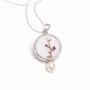Colier "Sakura buds" din fragment de portelan Limoges, perla de cultura si argint