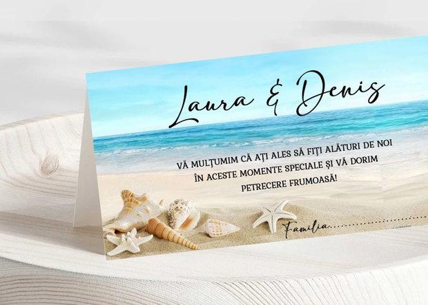 Plicuri bani nuntă mare, nisip și scoici