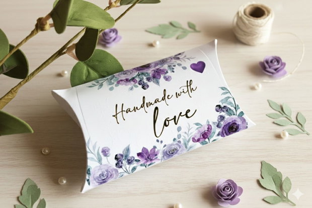 Cutii albe cu imprimeu floral mov