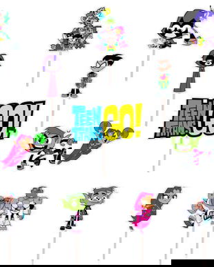 Set figurine tort/brioșe Tinerii Titani, Bita Decorations, Photo Paper Glossy