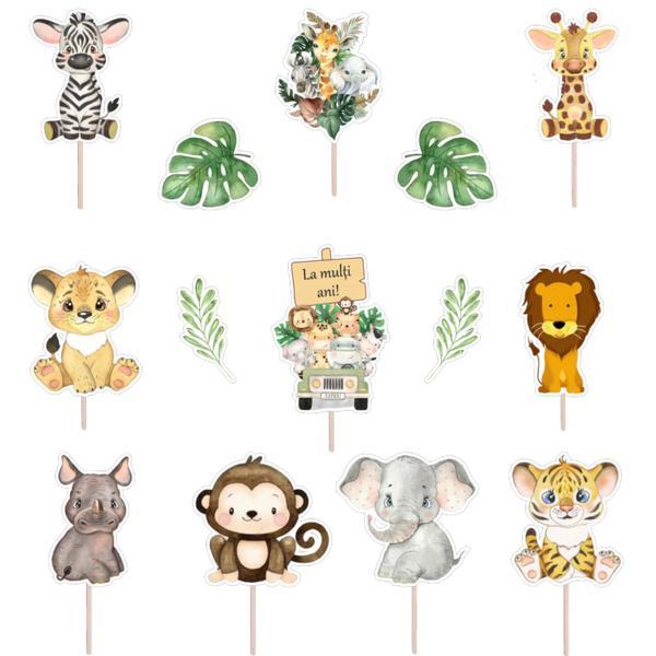 Set figurine tort/brioșe Animale Safari, Bita Decorations, Photo Paper Glossy