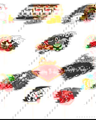 Set figurine tort/brioșe Casino, Bita Decorations, Photo Paper Glossy