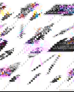 Set figurine tort/brioșe Kpop Demon Hunters, Bita Decorations, Photo Paper Glossy