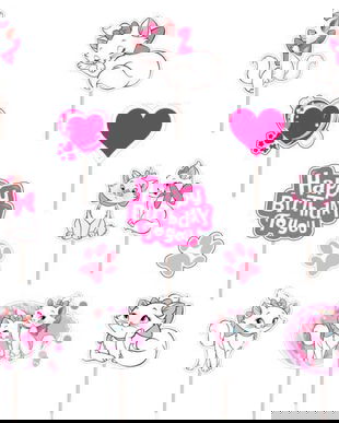 Set figurine tort/brioșe Pisicuța Marie, Bita Decorations, Photo Paper Glossy