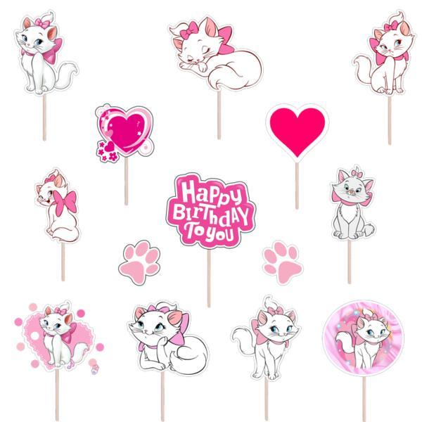 Set figurine tort/brioșe Pisicuța Marie, Bita Decorations, Photo Paper Glossy