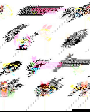 Set figurine tort/brioșe Fetițele PowerPuff, Bita Decorations, Photo Paper Glossy