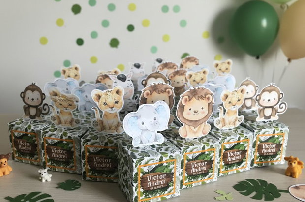 Cutii pentru mărturii de botez tematică Jungle / Safari