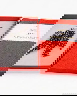 Broșă Elegantă Frunză Neagră cu Cristale &ndash; Mărțișor &ndash; Accesoriu Sofisticat de Primăvară