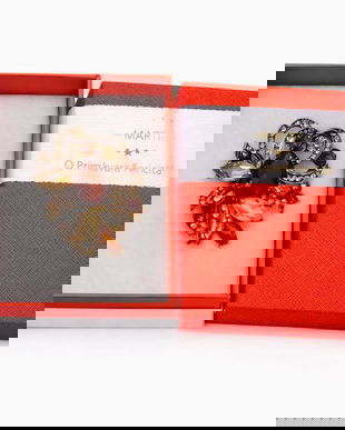 Broșă Elegantă Floare cu Cristale Maro și Accente Aurii &ndash; Mărțișor &ndash; Accesoriu de Primăvară