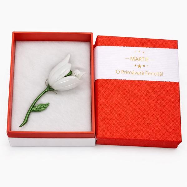 Broșă Elegantă Ghiocel Alb &ndash; Mărțișor &ndash; Accesoriu de Primăvară