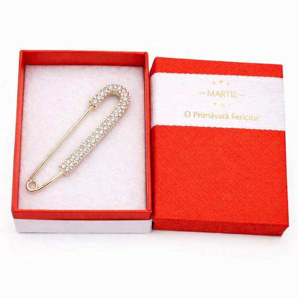 Broșă Elegantă Tip Ac de Siguranță cu Cristale  &ndash; Accesoriu de Primăvară