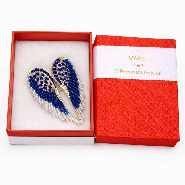 Broșă Elegantă Aripi de Inger Albastre &ndash; Accesoriu de Primăvară