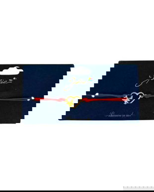 Brățară din inox auriu cu șnur roșu, model Inimă cu Fluture, reglabilă