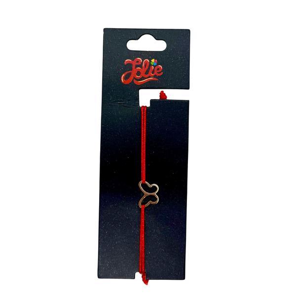 Brățară din inox argintiu cu șnur roșu pentru copii, model Fluturaș Delicat, reglabilă