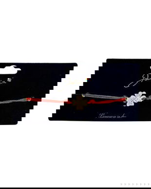 Brățară din inox auriu cu șnur roșu, model Trifoi, reglabilă