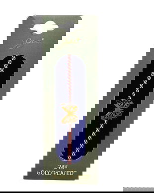 Mărțișor Brățară cu Fluture, Placată cu Aur 24K, Șnur Tradițional Roșu-Alb