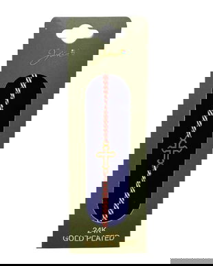 Mărțișor Brățară model Cruce, Placată cu Aur 24K, Șnur Tradițional Roșu-Alb