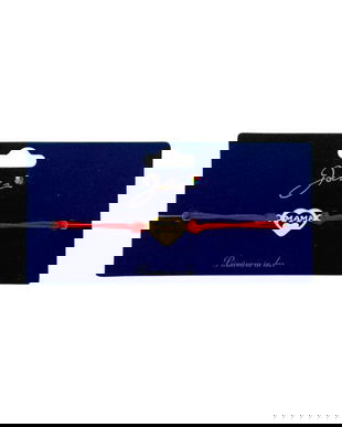 Brățară din inox auriu cu șnur roșu, model Inimă cu mesaj Mama, reglabilă