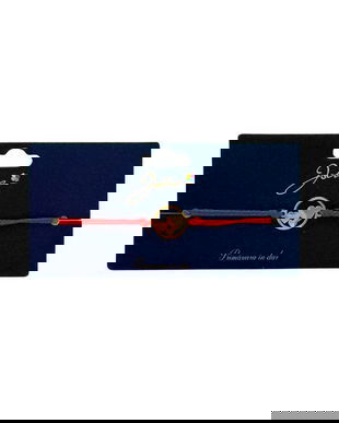 Brățară din inox auriu cu șnur roșu, model Inimioare, reglabilă