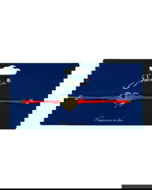 Brățară din inox auriu cu șnur roșu, model Inimă, reglabilă