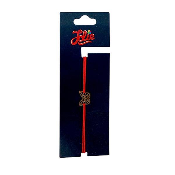 Brățară din inox argintiu cu șnur roșu pentru copii, model Fluture , reglabilă