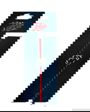 Brățară din inox argintiu cu șnur roșu, pentru copii, model Doua Inimi, reglabilă