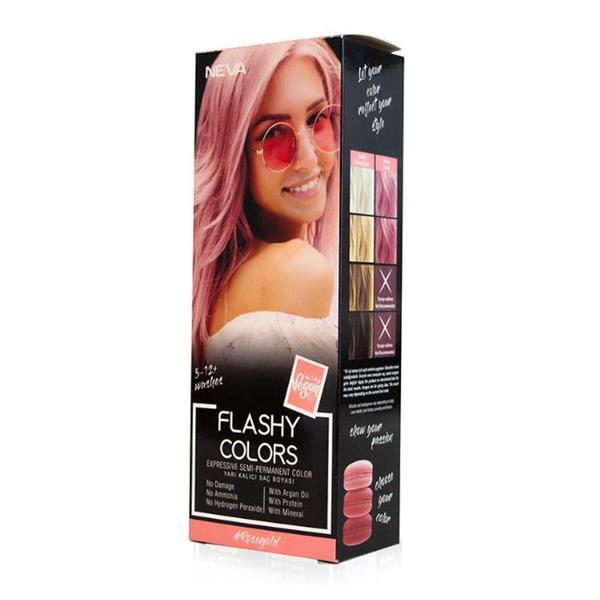 SHORT LIFE - Vopsea Semi-Permanenta 100% Vegana - Neva Flashy Colors Rose Gold, nuanta Roz Auriu, 100 ml