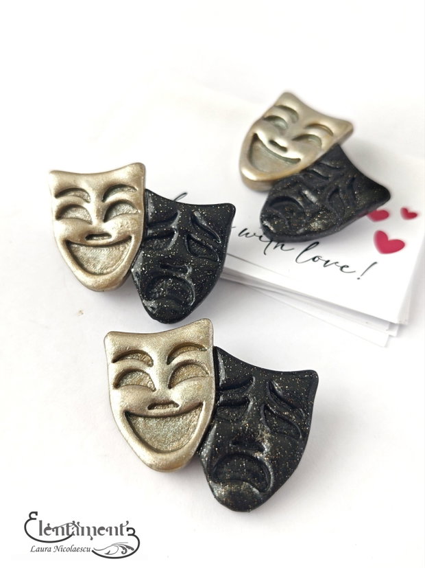 La comanda - Broșă măști de teatru culori metalice