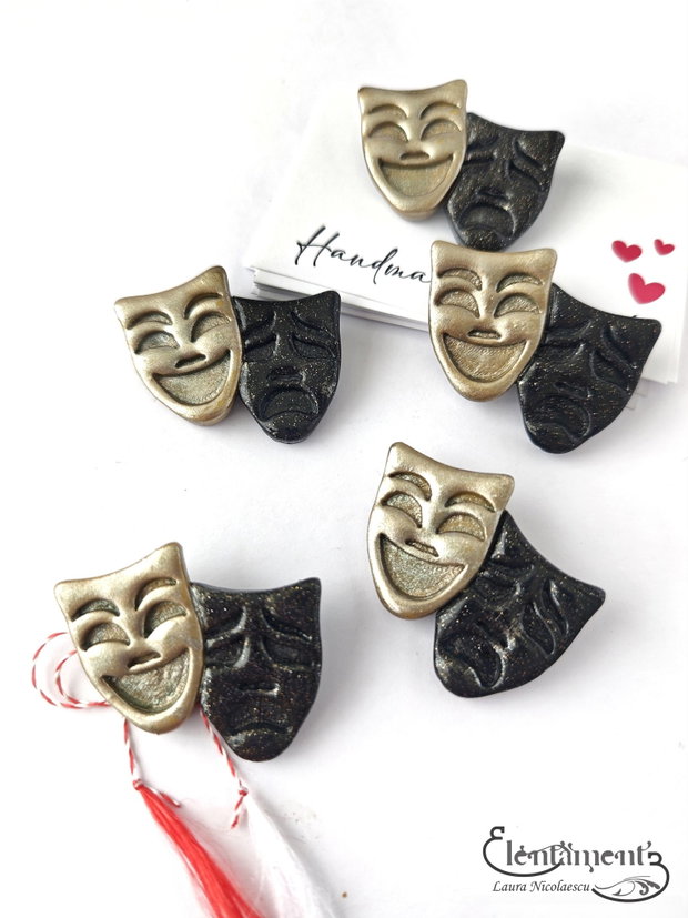La comanda - Broșă măști de teatru culori metalice