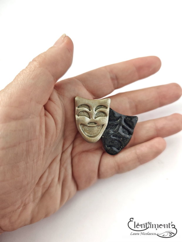 La comanda - Broșă măști de teatru culori metalice