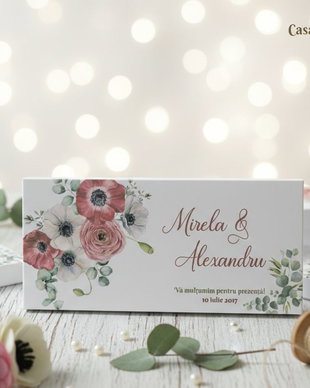 Cutii pentru mărturii de nuntă / botez  flori de anemone