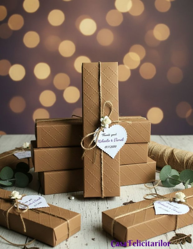 Cutii dreptunghiulare din carton craft model embosat romburi