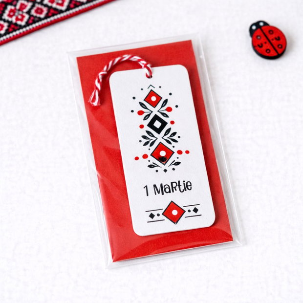 Minisemn de carte motive traditionale martisor pictat cu mesaj