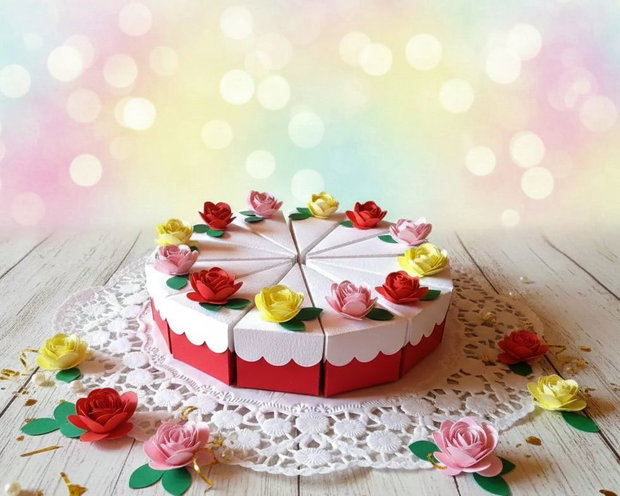 Cutii pentru mărturii sau cadouri  formă felie de tort